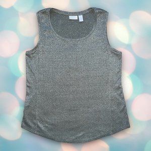 Chico’s Women’s Sleeveless Glitter Shimmer Tank Top Shirt Size 2(L 12)